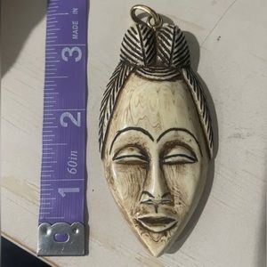 Vintage eccentric necklace pendant carved face unique jewelry